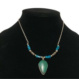 Necklace - Green Malachite look Pendant